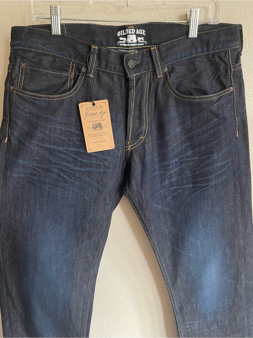 NWT Gilded Age - mens deep indigo straight fit designer jeans Superior Denim -32